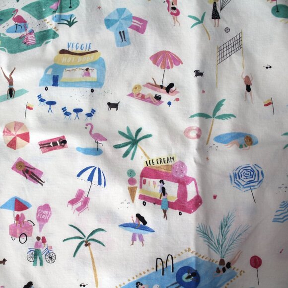 Love, Lilly size 00 Mini a-line skirt white summer fun beach scene print cotton - Picture 3 of 10